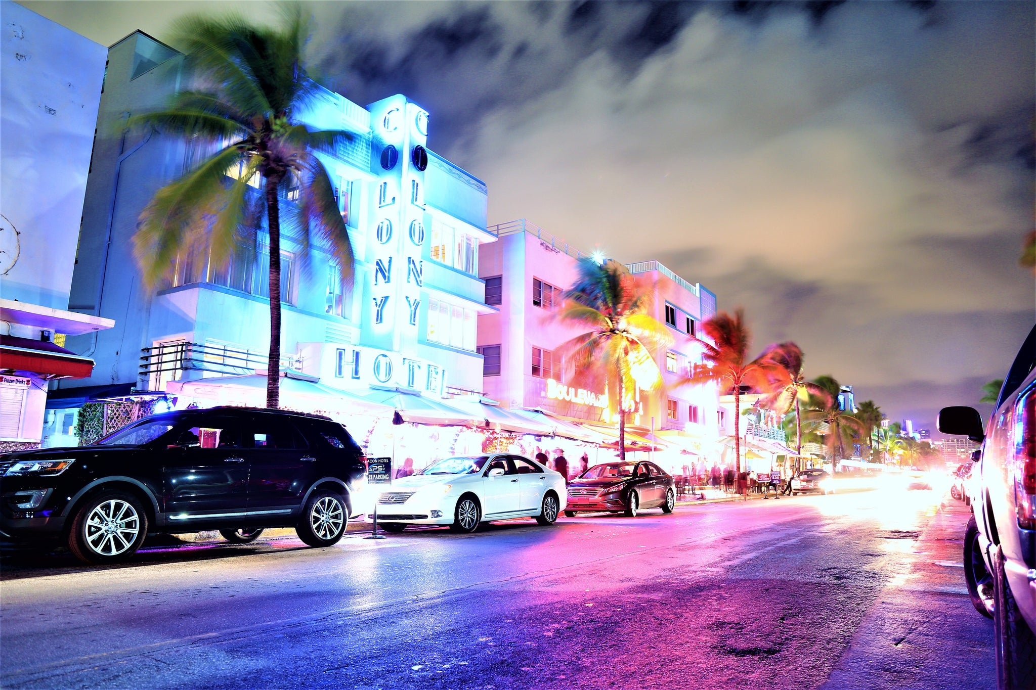 Miami Beach Night Streaks - Fine Art Print